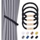 thumbnail image 1 of 4 Pack Wooden Magnetic Curtain Tiebacks Boho Home Decoration Drape Tie Backs Natural Cotton Handmade Rope Curtain Holdbacks for Thin or Thick Home & Office Window Drapery (Black), 1 of 5