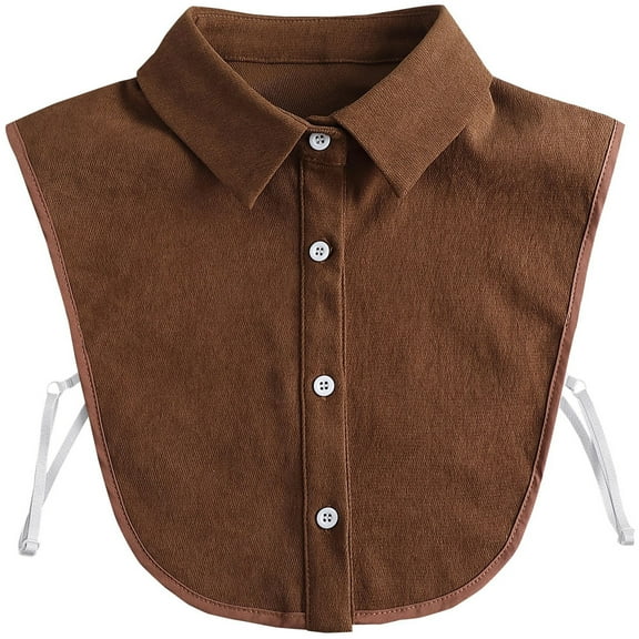 LoudSung Fake Collar Detachable Blouse False Collar Half Shirts Collar Brown Designed Top Elegant for Women Girls