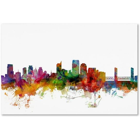 Trademark Fine Art Michael Tompsett Sacramento California Skyline Canvas Wall Art - 12x19