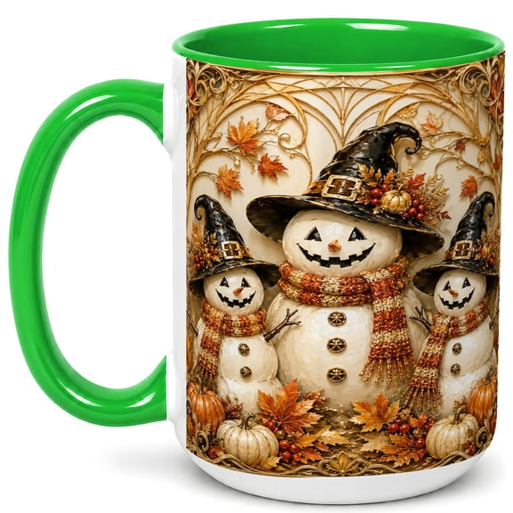 Halloween Snowman Coffee Mug, Witch Hat Mug, Ceramic Cup