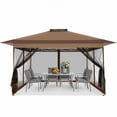 thumbnail image 3 of HOTEEL 10x15ft Pop-Up Gazebo Outdoor Canopy Tent with Adjustable Height, UV 50+ Sun Protection & Removable Mosquito Net - Waterproof Instant Shelter, Brown, 3 of 12