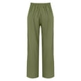 thumbnail image 6 of Womens Travel Pants Solid Colored Cotton And Linen Wide Leg Pants Long Trousers With Buttons And Loose Outer Pockets Elastic High Waist Soft Breathable 2Xl Pants For Women, 6 of 9