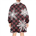 thumbnail image 2 of Wearable Oversized Blanket,Red and Black Checkered Christmas Snowflake Pattern Wearable Blanket Hoodie for Adults,Cozy Hooded Blankets with Super Pockets,Super Warm Fuzzy Pullover for Women & Men, 2 of 6