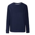 thumbnail image 4 of LEBONYARD Christmas Print Tops for Women,Womens Tops Long Sleeve Sweatshirts,Women's Casual Solid Round Neck Long Sleeve Pullover Top Sweatshirts Navy XL, 4 of 5