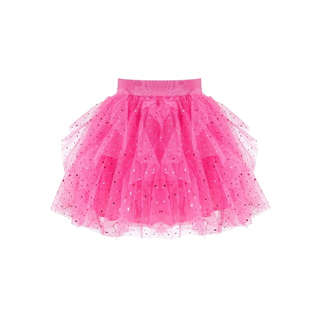 Jupe Fille Rose à Pois Tutu Scintillant Tulle de Ballet Fête 9-10 Ans