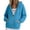 Blue, variant on Gkeoshab Hoodie Women Solid Cotton Full Zip Up Oversized Hooded Sweatshirt Jacket Adjustable Drawstring Loose Long Sleeve Casual Outerwear With Convenient Side Pockets