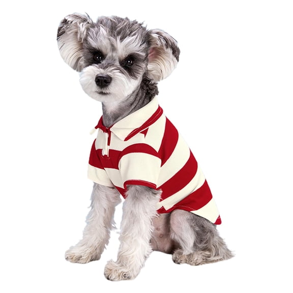 Small Dog Shirt, Red Striped Pique Knit Dog Shirt for Small Dogs, Breathable Short Sleeve Dog T-Shirt, Casual Pet Polo for Chihuahua Yorkie Schnauzer, Everyday Use Xxxl 1 Piece