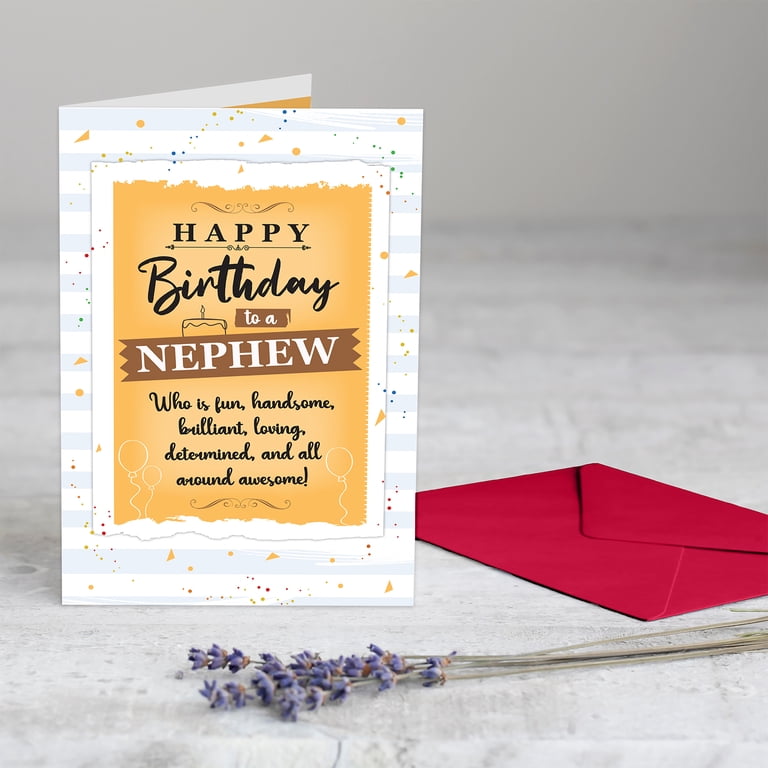 Hallmark 'Happy Birthday Nephew' Greeting Card – Large 5.5x8 Inch Folded Card With Envelope