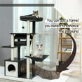 thumbnail image 6 of Demi Bonn 51.4" 6 Levels Cat Tree Wooden Cat Tower Cozy Cat Condo, Spacious Perch, Hammock and Swing Tunnel for Indoor Cats, Gray, 6 of 7