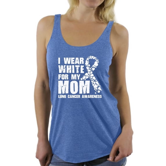 Awkward Styles Women's I Wear White for My Mom Graphic Racerback Tank Tops Lung Cancer Awareness