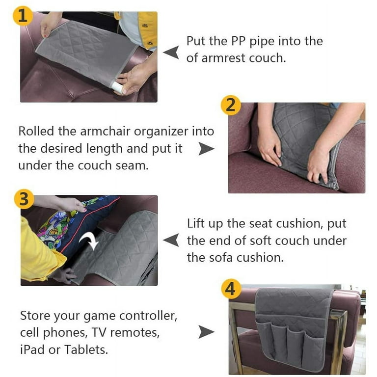 Non Slip Sofa Couch Armrest Organizer TV Remote Control Holder Armchair Caddy for Phone Books Magazines Grey Walmart