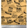 thumbnail image 1 of Soimoi Orange Georgette Viscose Fabric Dream Chaser Text Print Fabric by the Yard 42 Inch Wide, 1 of 5