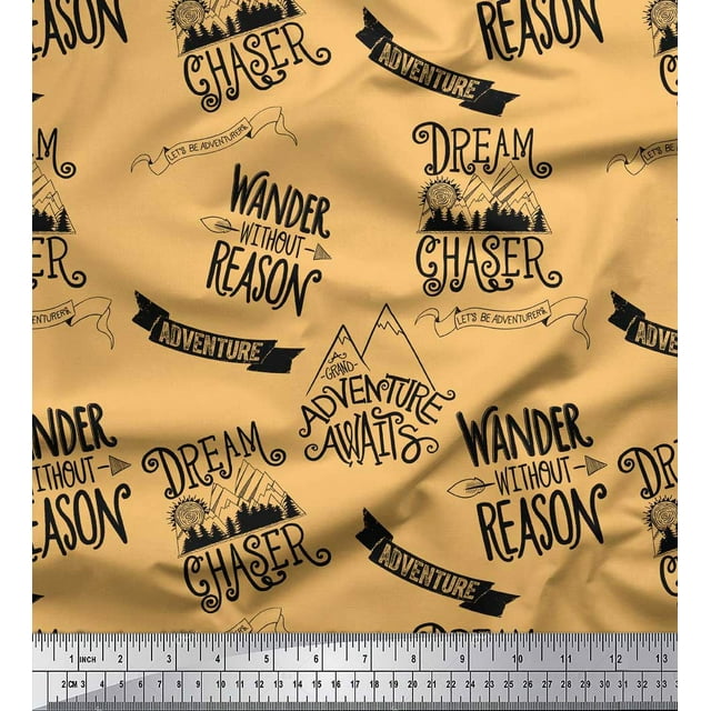 Soimoi Orange Rayon Fabric Dream Chaser Text Fabric Prints By Yard 56 Inch Wide
