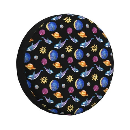 Gaeub Whales In Space 14-17in Tire Cover Spare Tire Cover for Camper Caravan Trailer Car Truck SUV Jeep-16 inch