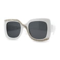 thumbnail image 2 of Womens Dripping Rhinestone Avant Garde Butterfly Sunglasses White Clear Solid Black, 2 of 4