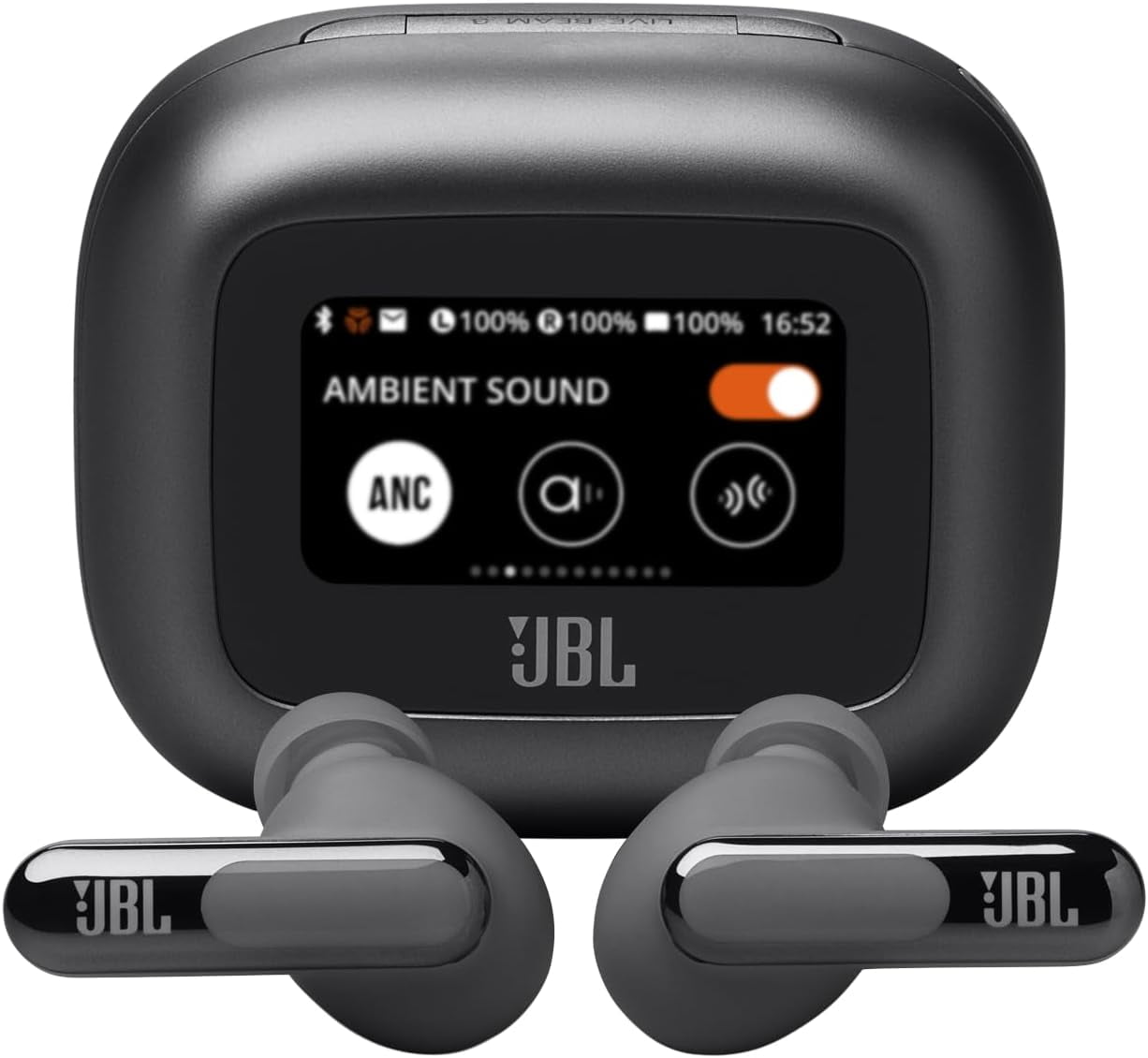 Open Box JBL Live Beam 3 - True wireless noise-cancelling earbuds with stick-closed design and Smart Charging Case - Black