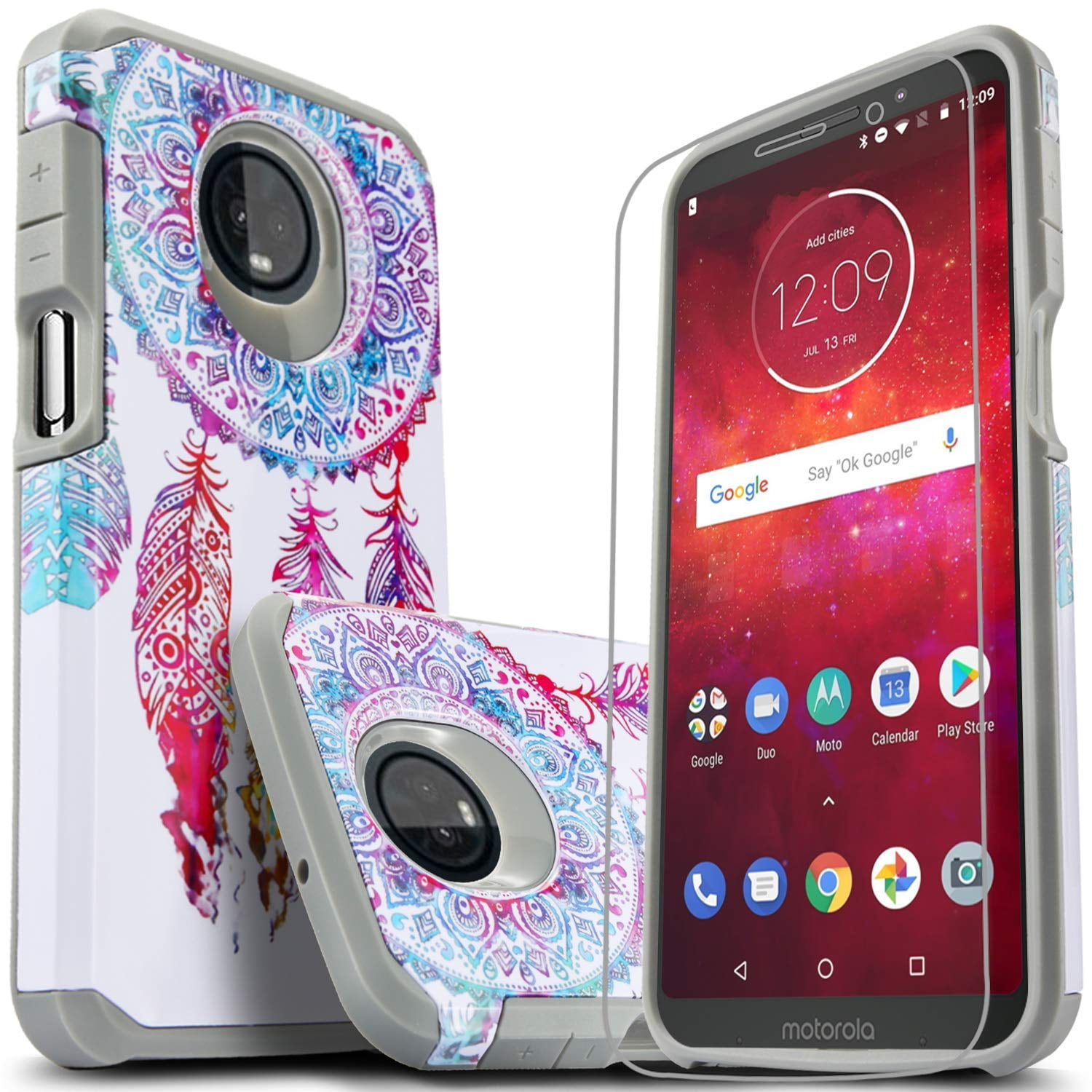 Moto Z3 Case, Moto Z3 Play Case, With [HD Screen Protector], Heavy Duty
