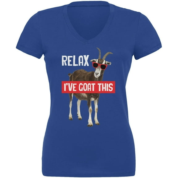 Relax I've Goat Got This Royal Juniors V-Neck T-Shirt - Small