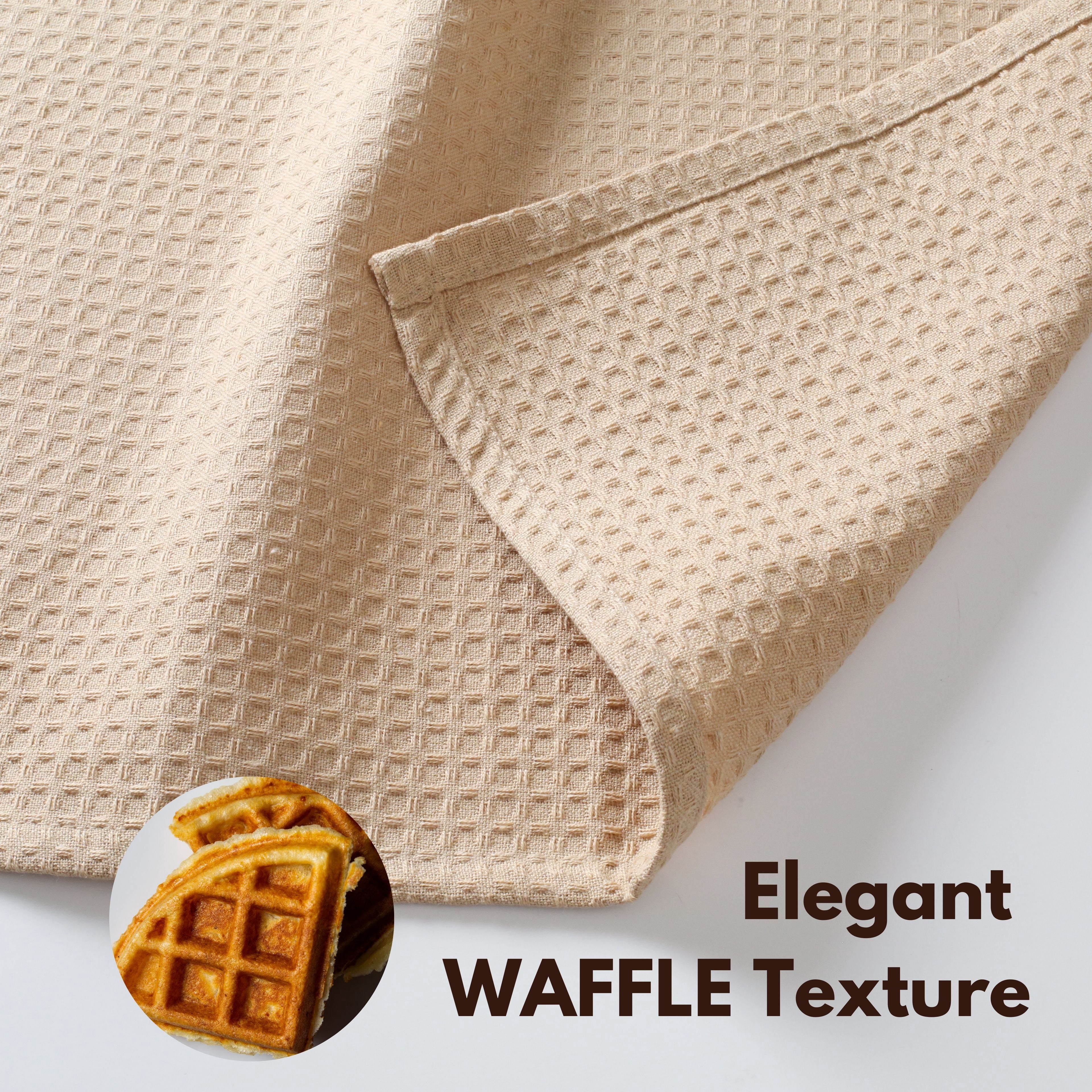 Native Fab Set of 6 Cotton Kitchen Dish Towels 16x26 Absorbent Durable Washable, Tea Towels, Dish Cloths, Bar Towels, Cleaning Towels, Kitchen Towels with Hanging Loop, Beige