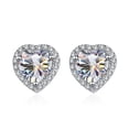 thumbnail image 2 of 1 Carat Blue Green Heart-Shaped Moissanite Earrings Full Diamond Women's S925 Sterling Silver Earrings Women's Platinum Plated Classic Earrings, 2 of 3