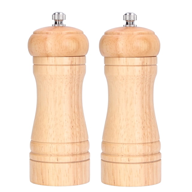 Molinillo de sal y pimienta de madera, 2 uds., aspereza ajustable, pimentero de madera para condimentos de cocina, altura 14,5 cm/5,7 pulgadas