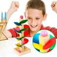 thumbnail image 4 of Colorful Tree Tower Wooden Dropping Ball Disassembly Assembly Game Toy Novelty Marble Run Activity Fine Motor Skill Development Educational Play Set For Kids 3.35X3.35X8.27In, 4 of 8
