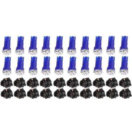 cciyu 20 Pack Blue T5 Wedge 3-3014 SMD LED 74 37 286 18 Dashboard Gauge Light Bulbs 12V w/Twist Socket