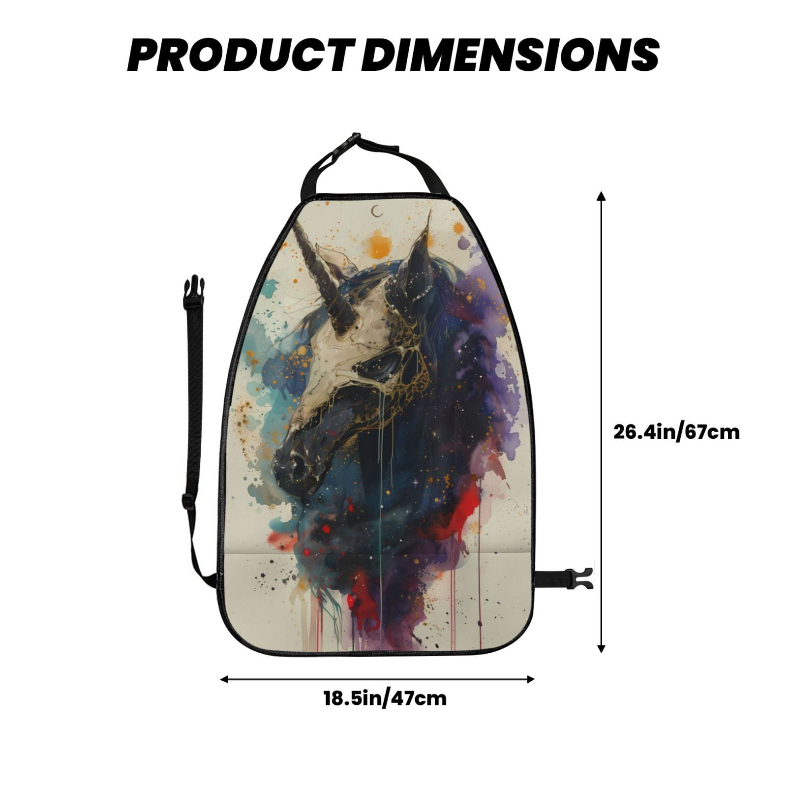 Xecao Colorful Ink Cute Horse Pattern Car Seat Back Protector 2 Pack Large Capacity Pocket, Kick Mats Back Seat Protector
