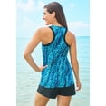 thumbnail image 2 of Swim 365 Women's Plus Size Longer-Length High-Neck Racerback Tankini Top, 2 of 6