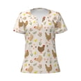 thumbnail image 2 of Fuzoiu Chicken Family Print Women's V-Neck T-Shirt,Women's Short Sleeve Top, Comfortable for Work, Leisure, and Sports, 2 of 7