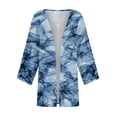 thumbnail image 4 of Effortlessly Trendy - Open Front Style! HIMIWAY Kimonos for Women Casual Women's Casual Fashion Retro Printed Lightweight Medium Length Jacket Cardigan Blue XXL, 4 of 5