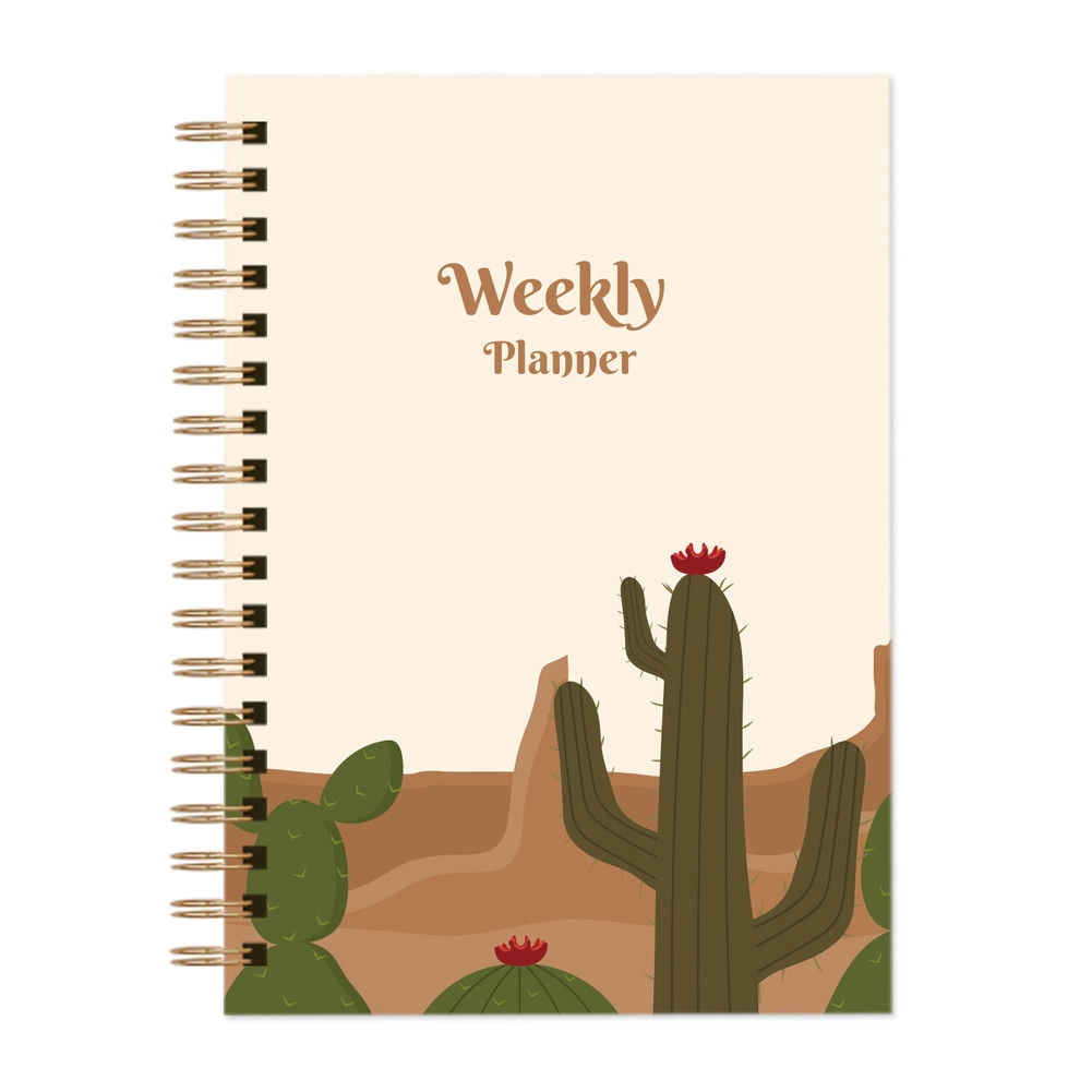 CSCHome Hardcover Planner 2023-2024 Weekly Planner Monthly Planner with Elastic Band A5 Coil Notebook with 12 Months of Monthly and Weekly Pages for Easy Year-Round Planning