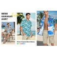 thumbnail image 3 of Loose Hawaiian Shirt for Men Short Sleeve Casual Button Down Floral Shirts Palm Leaf Green 2XL, 3 of 8