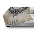 thumbnail image 3 of Fantasy Soft Flannel Fleece Throw Blanket, Dead Head Hawk Moth Luna and Stone Magic Skull Illustration, Cozy Plush for Indoor and Outdoor Use, 60" x 80", White Black and Cream, by Ambesonne, 3 of 6