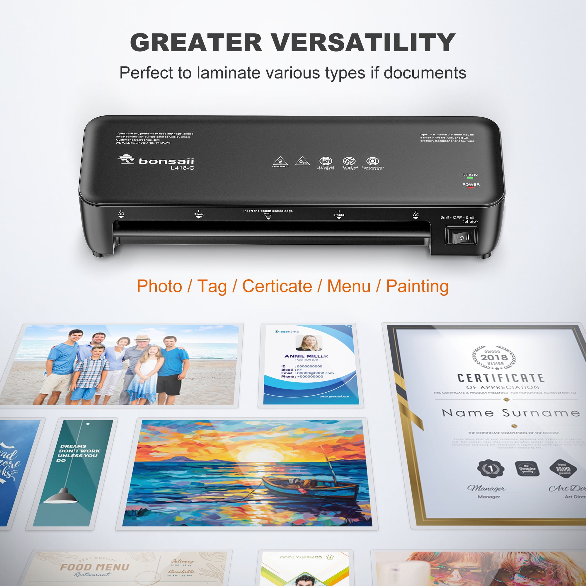 Bonsaii Laminator 9 inch A4 Thermal Laminating Machine with 40 Laminating Sheets, Paper Cutter and Corner Rounder