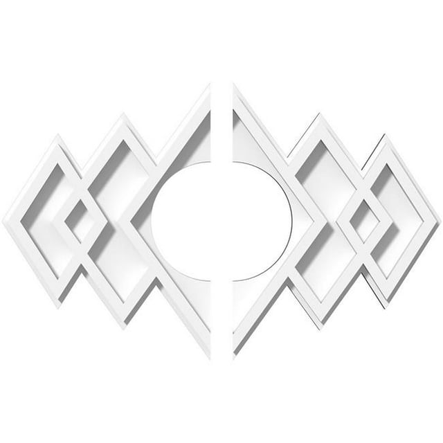 Ekena Millwork CMP14X9ZE2-04000 4 in. ID x 4.25 in. Rectangle Zoe Architectural Grade PVC Contemporary Ceiling Medallion - 2 Piece