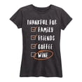 thumbnail image 2 of Instant Message - Thankful Family Friends Coffee Wine - Women's Short Sleeve Graphic T-Shirt, 2 of 6