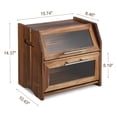 thumbnail image 2 of Garvee Acacia Bread Box, 2-Shelf Wooden Bread Storage Container with Clear Windows,Air Vents, Brown, 2 of 9