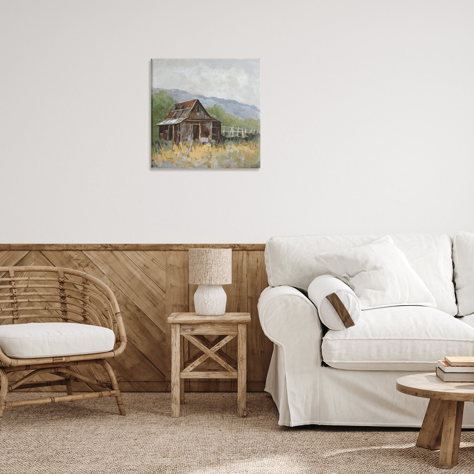 Stupell Industries Rustic Rural Lodge Landscape & Nature Painting Wrapped Canvas Art Print Wall Art, 24 x 24