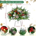 thumbnail image 5 of Waipfaru Set of 2 Lighted Artificial Christmas Urn Filler,21inch Pre-lit Xmas Pine Trees with Cones,Red Berries,Tripod Stake and 50 LED Lights,Outdoor Holiday Home Decor, 5 of 6
