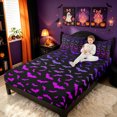 thumbnail image 3 of Erosebridal Gradient Bat Bed Sheets, Happy Halloween Style Full Size Sheets, Black Fuchsia, Black Reversible, 4-Piece, 1 Flat Sheet, 1 Fitted Sheet and 2 Pillowcases, 3 of 6