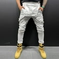 thumbnail image 6 of Mens Jeans Male Pocket Denim Trousers Streetwear Overall Suspender Pant Men's Pants White L, 6 of 6