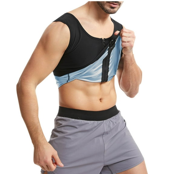 Men's Sweat Vest Zip Up Sauna Girdle Tank Tops Sleeveless Workout Compression Shirt Shapewear