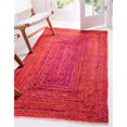 thumbnail image 1 of Unique Loom 3142702 Tapis Rectangulaire Tressé Chindi 6 x 9 Pieds, Rouge, 1 of 1