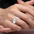 thumbnail image 2 of RYLOS Mens Rings Sterling Silver Ring Gorgeous 7MM Round Shape Gemstone Designer Style  Rings Opal October Birthstone Rings For Men, Men's Rings, Silver Rings, Sizes 8,9,10,11,12,13, 2 of 6