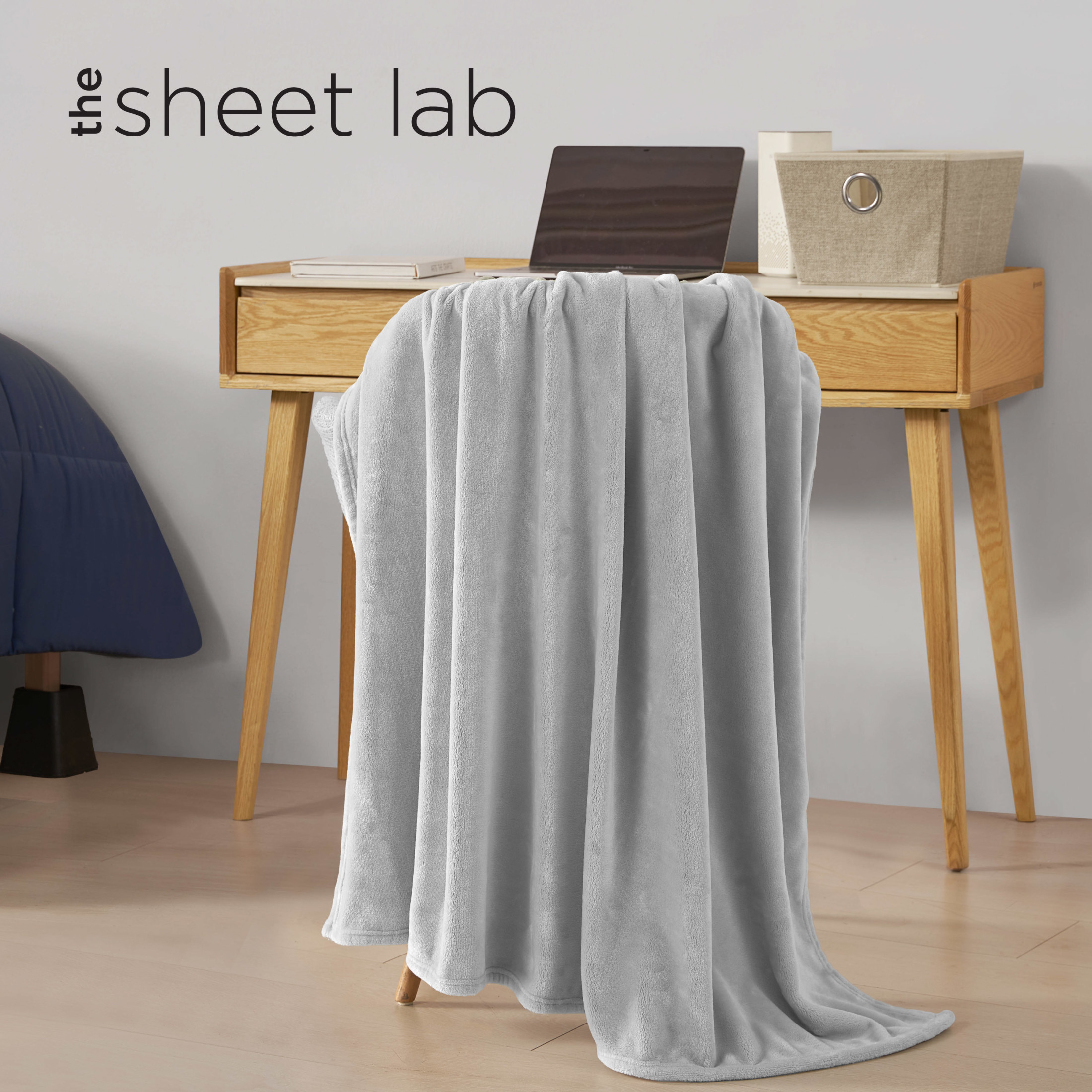 The Sheet Lab Solid Plush Microfiber Throw Blanket, Glacier Grey, 50" x 70"