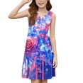 thumbnail image 5 of CCRFTGI 4th of July Dresses for Children Girls 10-12 Cute Tie Dye Mini Dress Party Patriotic Sleeveless V Neck Girls Dresses Summer Stylish Dress for Girls Sky Blue 11-12 Years, 5 of 5