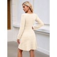 thumbnail image 6 of Womens Square Neck Long Sleeve Fall Dresses Casual Babydoll Sweater Dress, 6 of 7