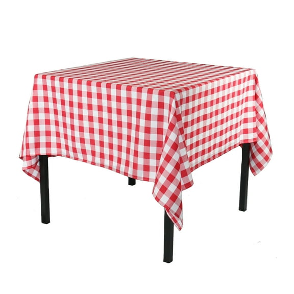Your Chair Covers - 84 x 84 Inch Square Polyester Tablecloth Gingham Checkered Red