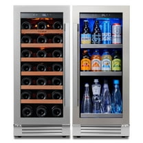 Ca'Lefort 30 Inch Wine Cooler Beverage Refrigerator, Hold 100 Cans and 33 Bottles Dual Zone Wine Fridge Freestanding & Built-in with Stainless Steel frame for Kitchen Office